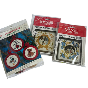 Vintage Counted Cross Stitch Sets Lot of 3. Christmas Cross Stitch, Frames.‎